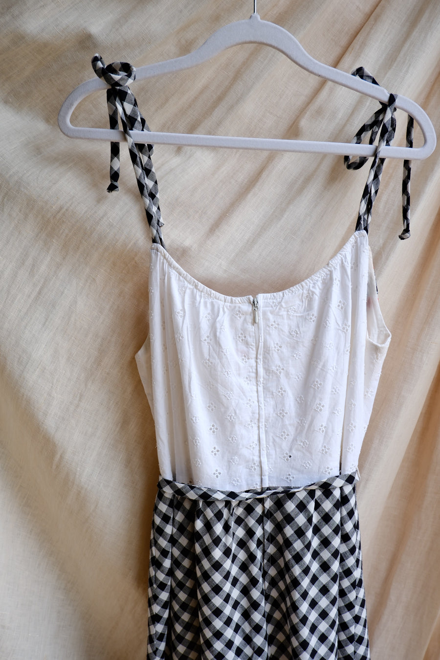 Broderie Anglaise Gingham Dress - UK 10