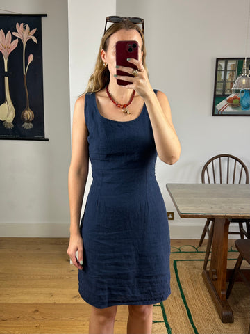 Navy Linen Dress - UK 12
