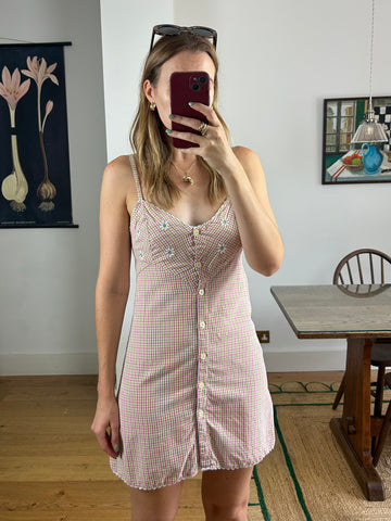 Pink & Green Gingham Dress - UK 10