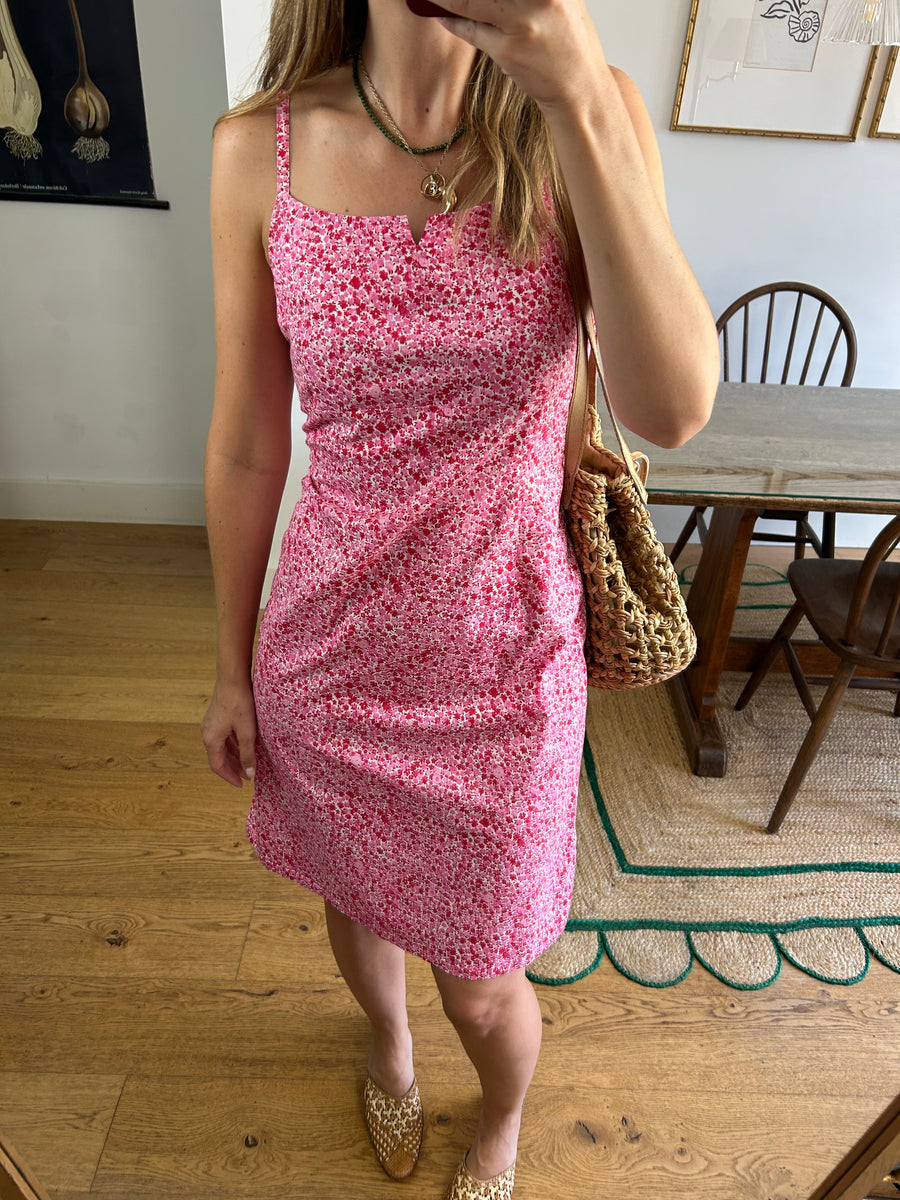 Pink Floral Mini Dress - UK 12