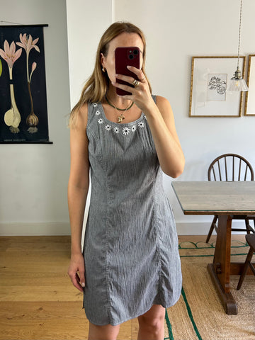 Gingham Embroidered Floral Dress - UK 10/12