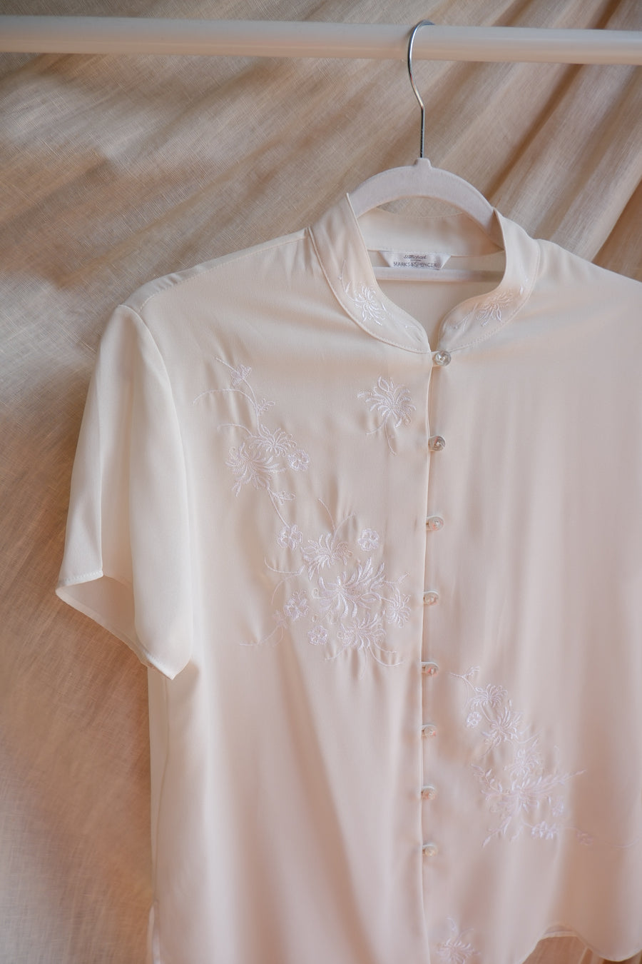 White Embroidered Blouse - M