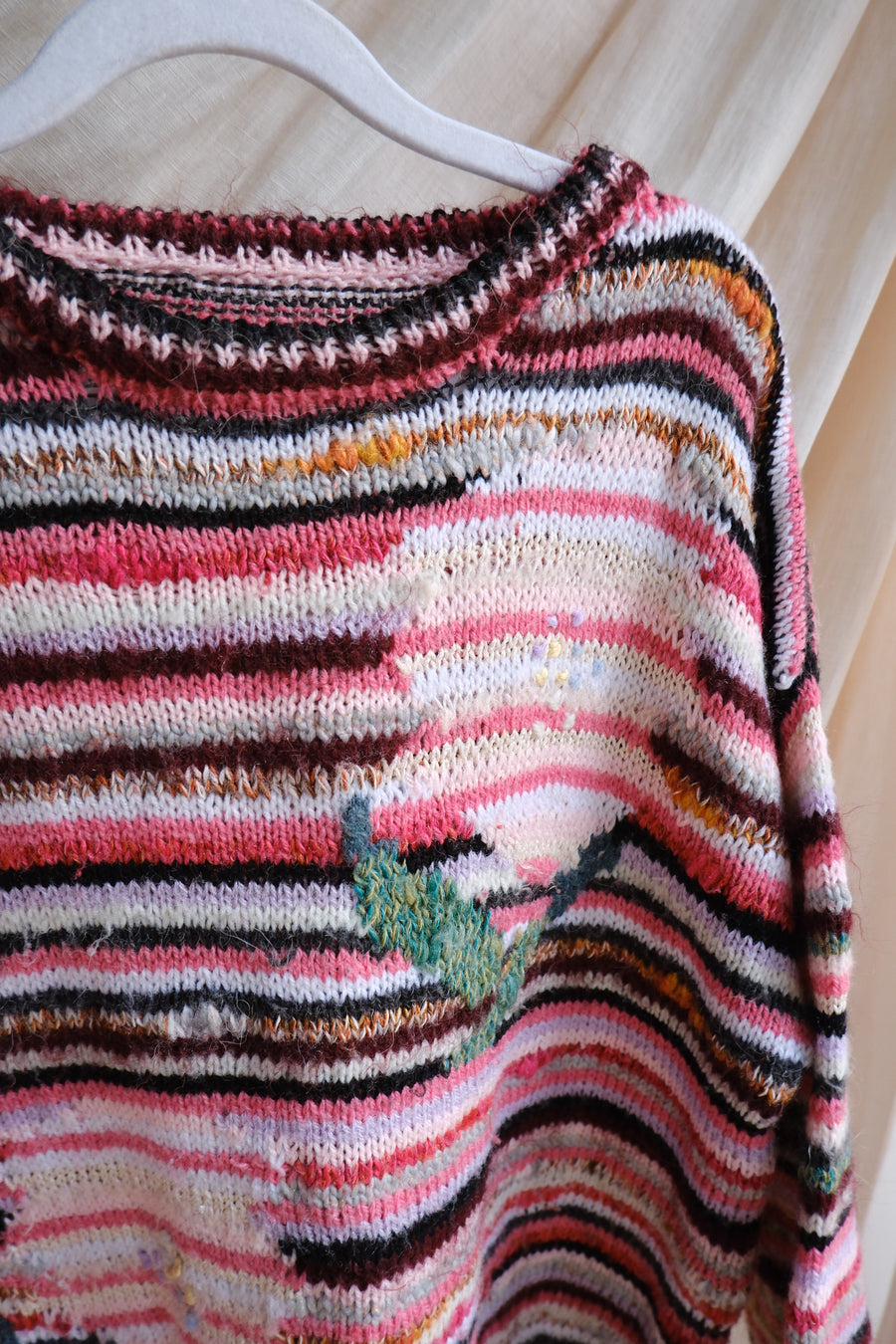 Stripe & Floral Jumper - M