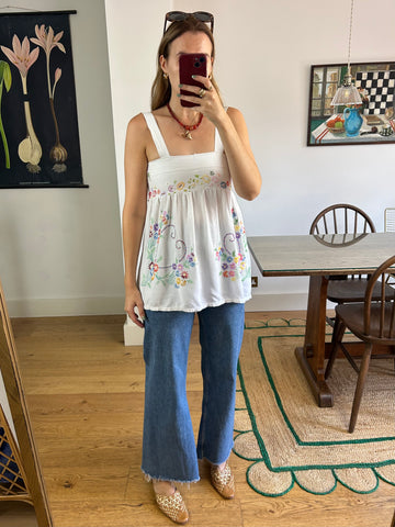 Reworked Embroidered Top - XS