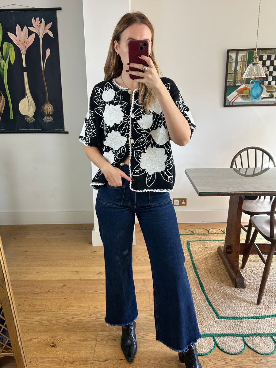 Embroidered Cotton Cardigan - M