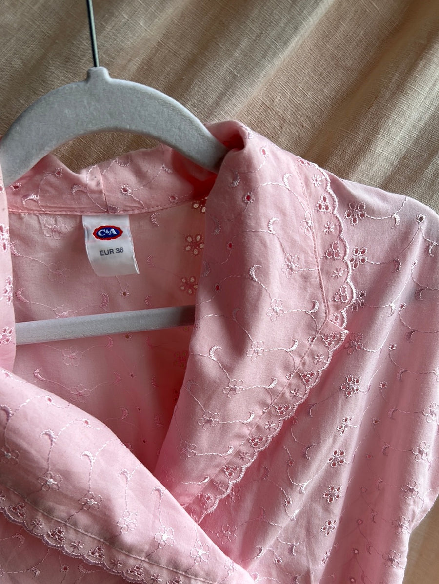 Pink Broderie Anglaise Blouse - S
