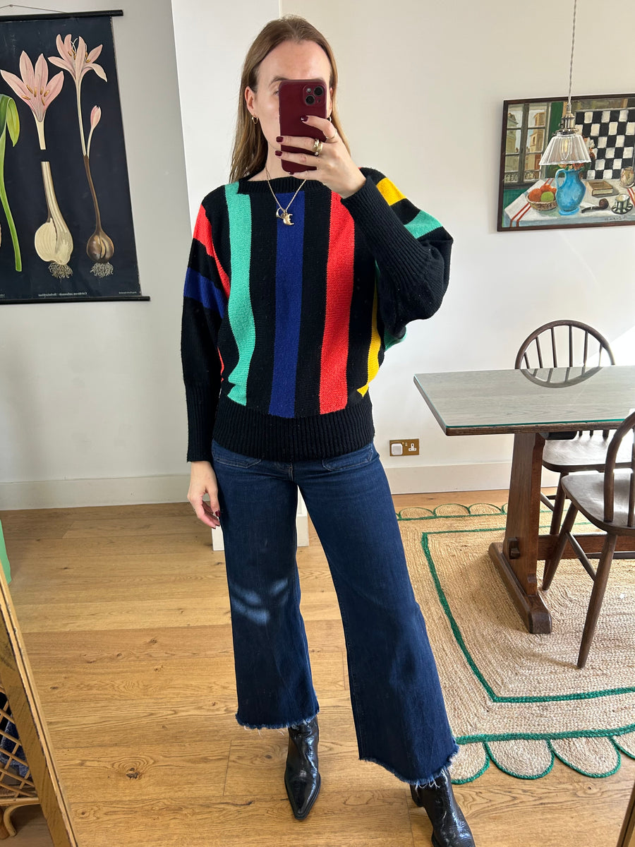 Striped Batwing Jumper - M