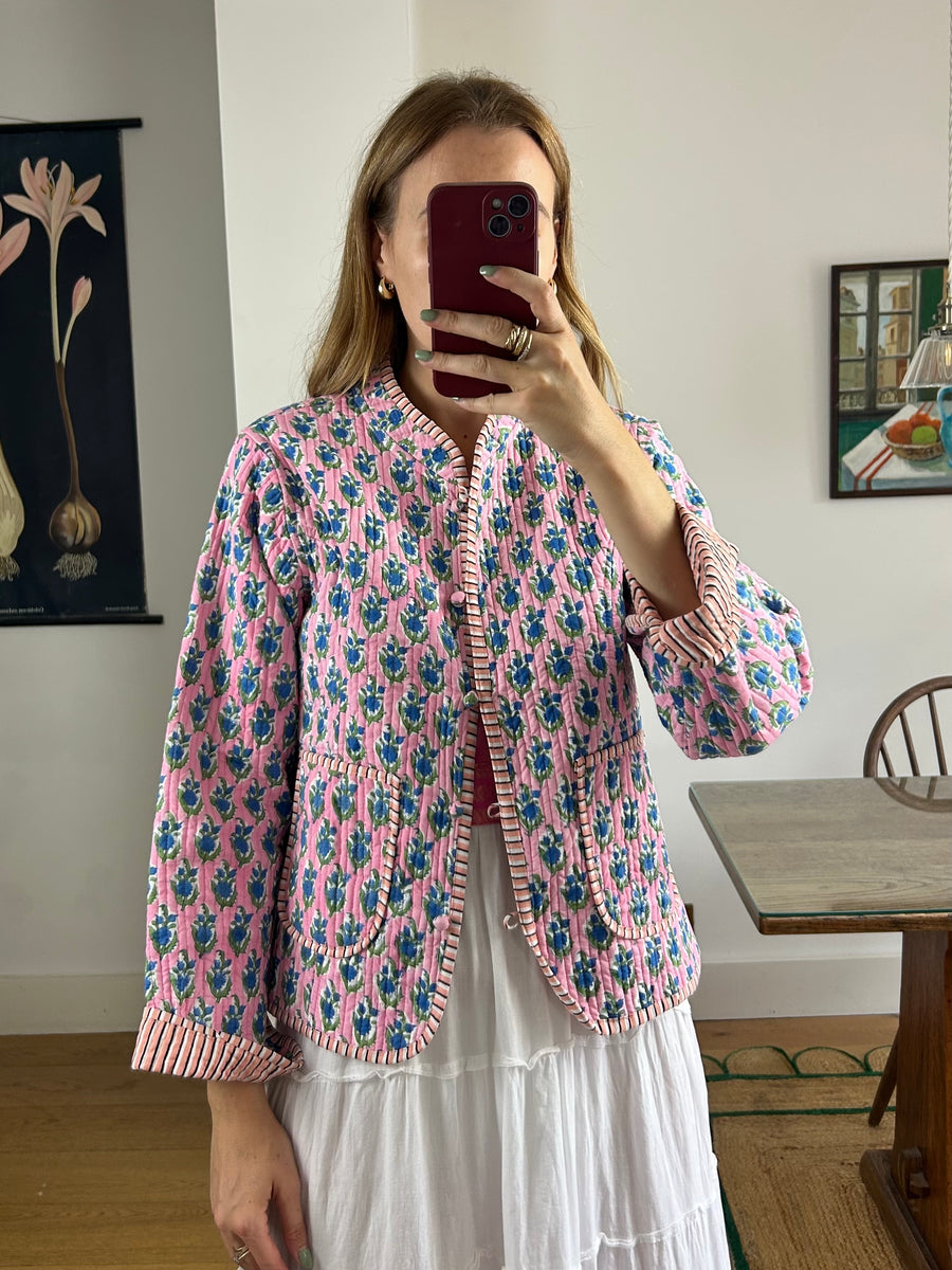 Pink Floral Jacket - S