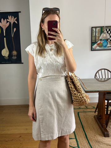 Beige Wrap Mini Skirt - UK 12