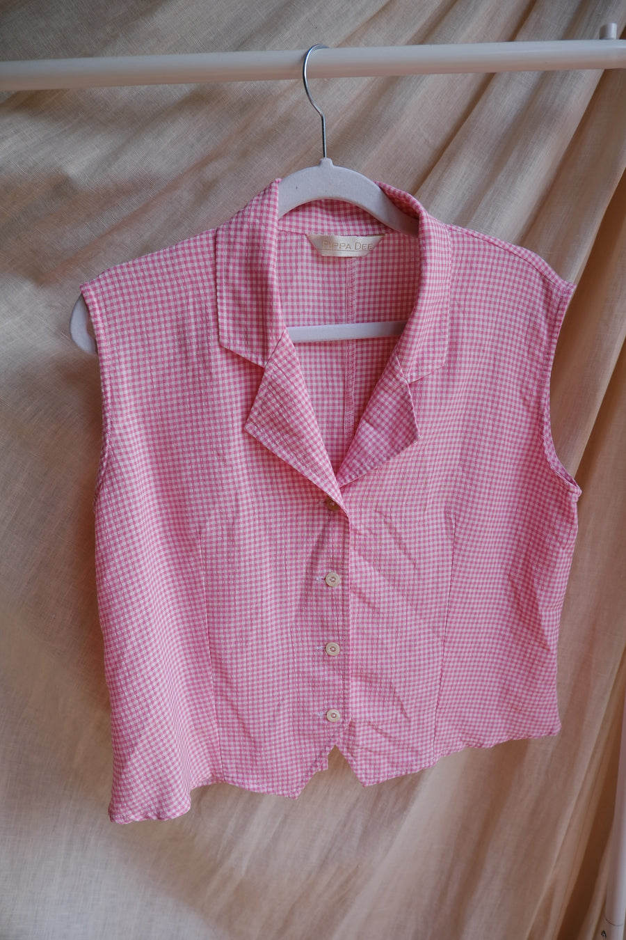Pink Gingham Blouse - M