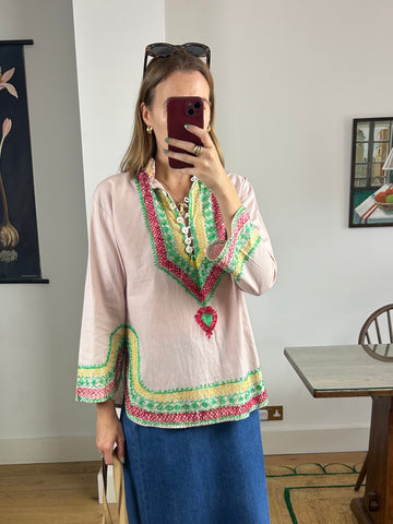 Pink Embroidered Tunic - M
