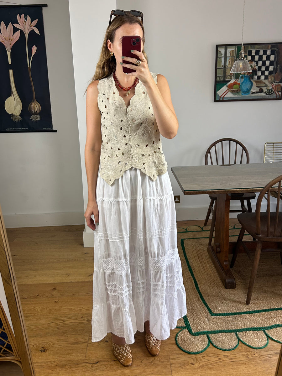 White Tiered Skirt - UK 8-10