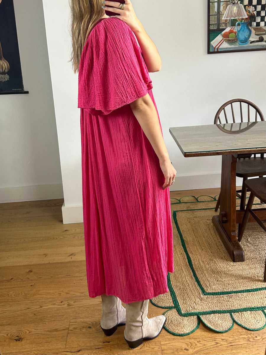Pink Cotton Maxi Dress - UK 10-14