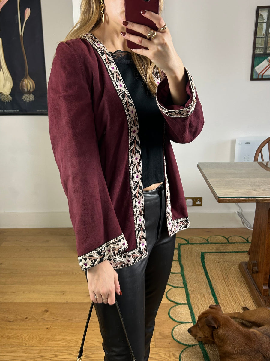 Suede Embroidered Jacket - S