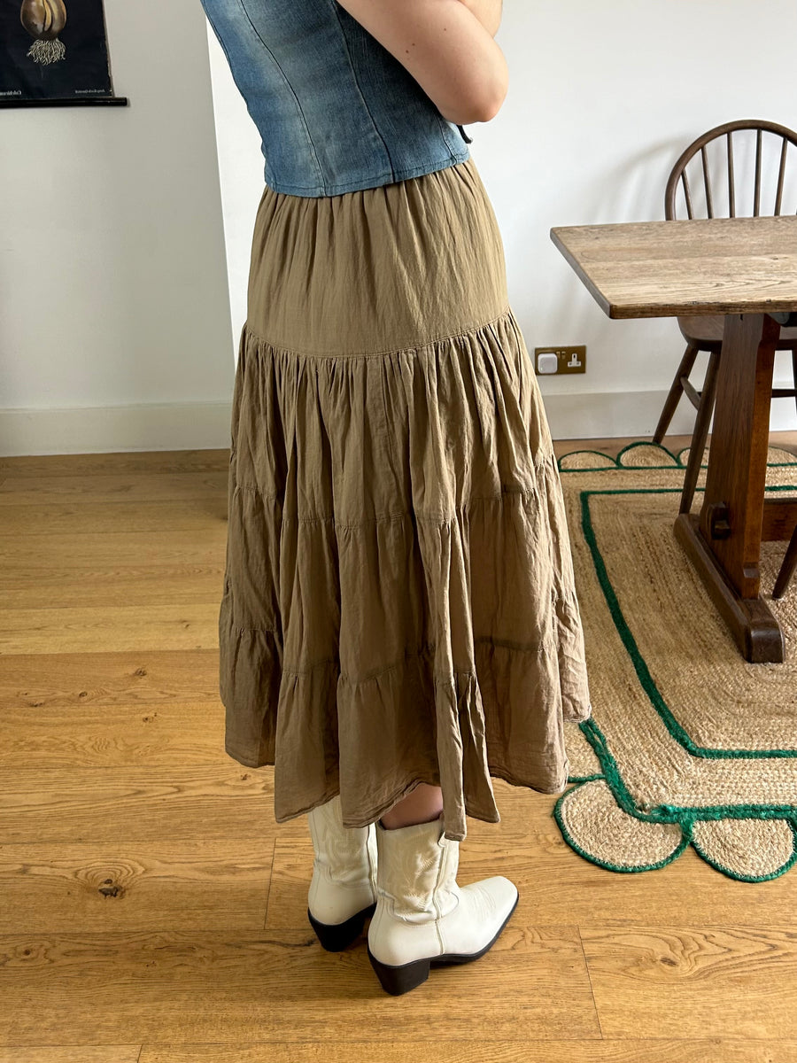 Brown Tiered Skirt - XS/S