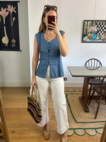 Denim Patchwork Waistcoat - M
