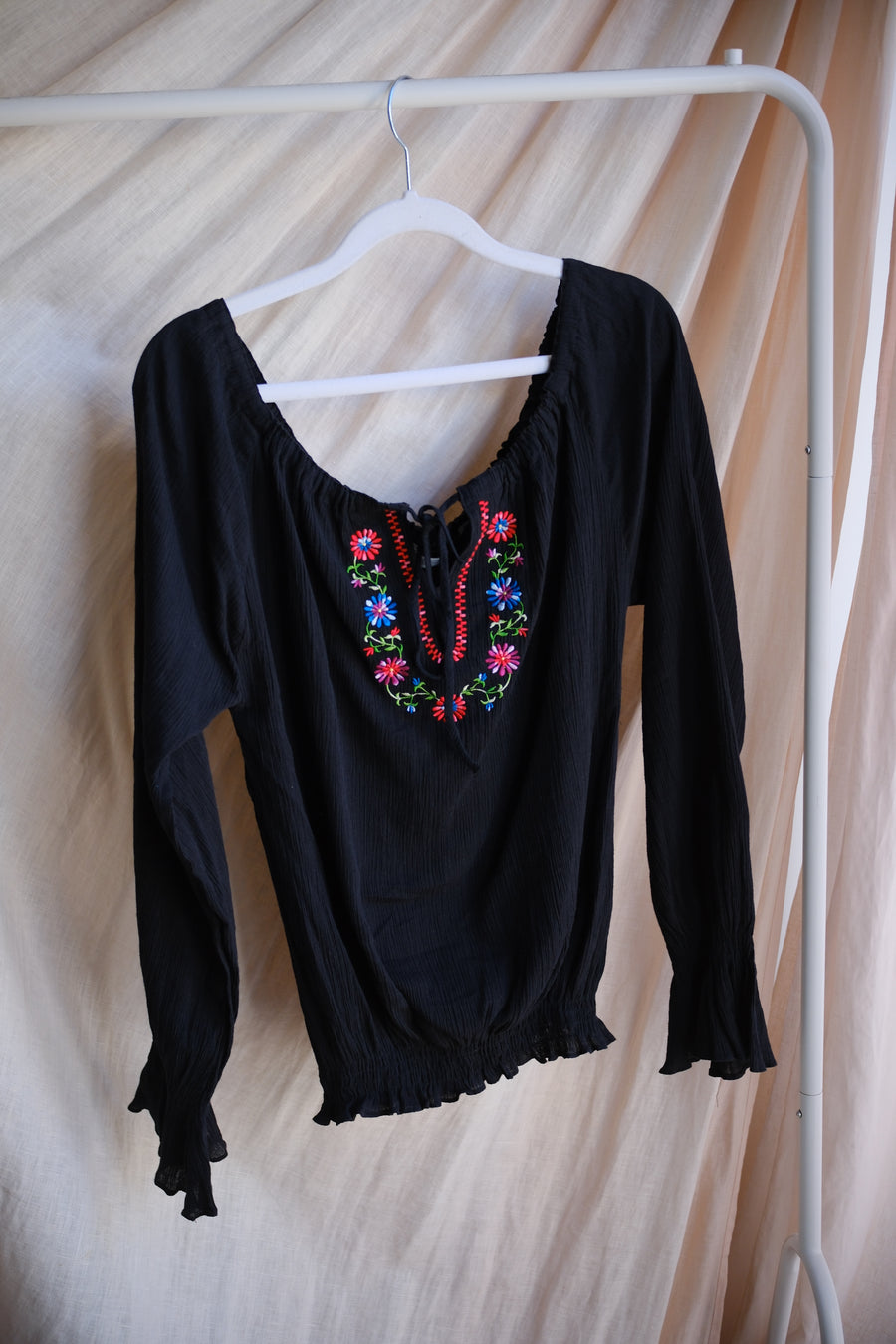 Black Embroidered Top - S/M