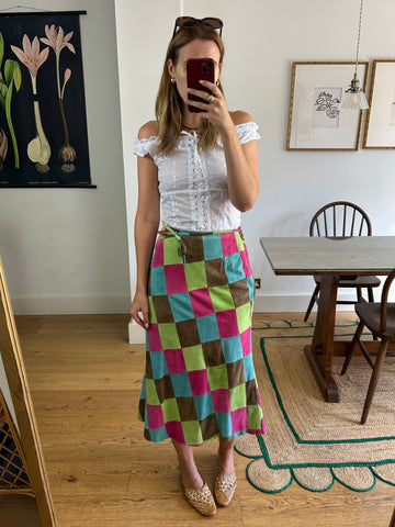 Suede Patchwork Skirt - UK 10