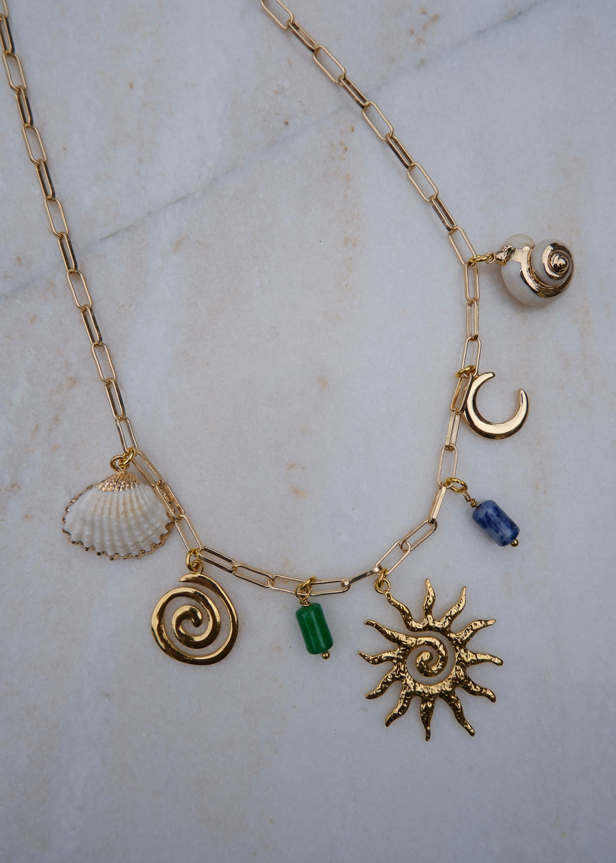 Sun & Shell Charm Necklace