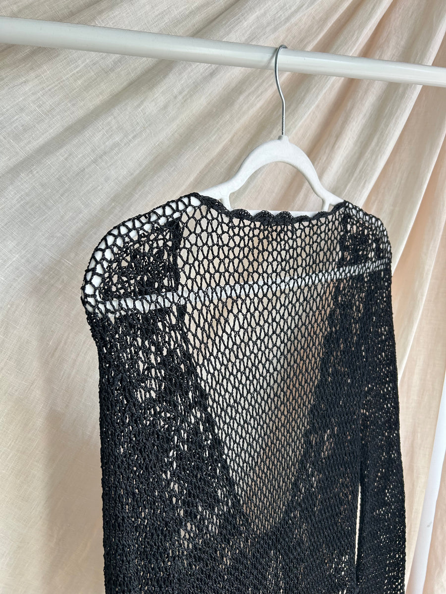 Black Crochet Top - M