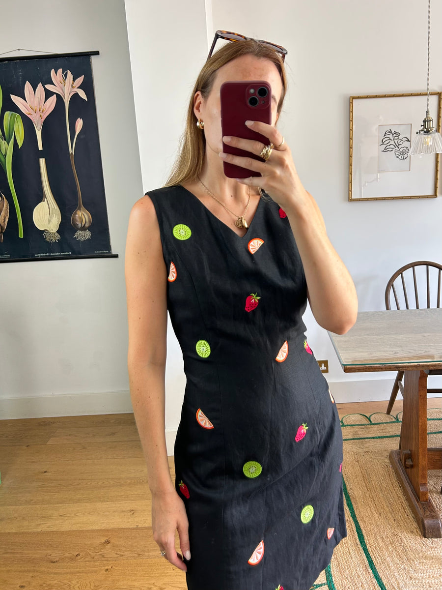 Embroidered Fruit Dress - UK 12