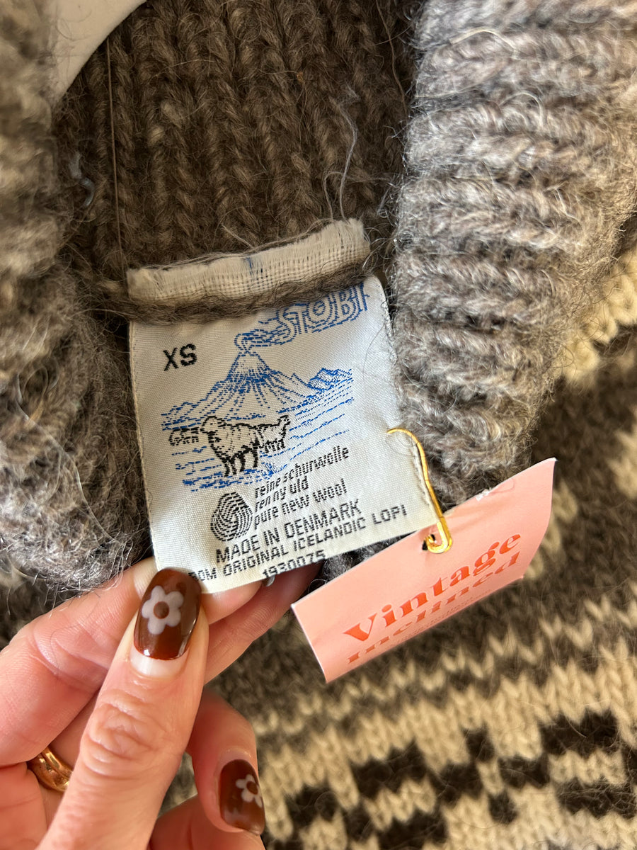 Wool Roll Neck Icelandic Jumper - M