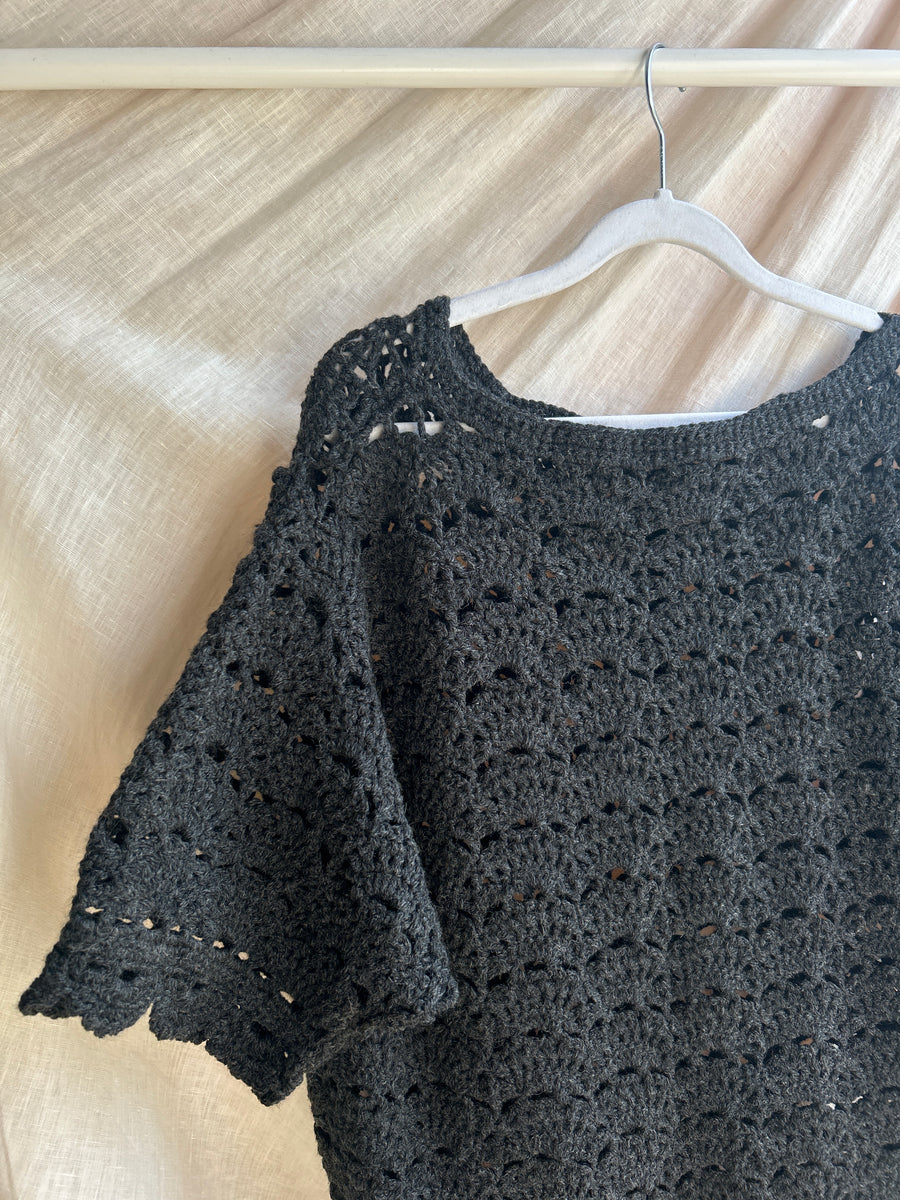 Black Crochet Jumper - M