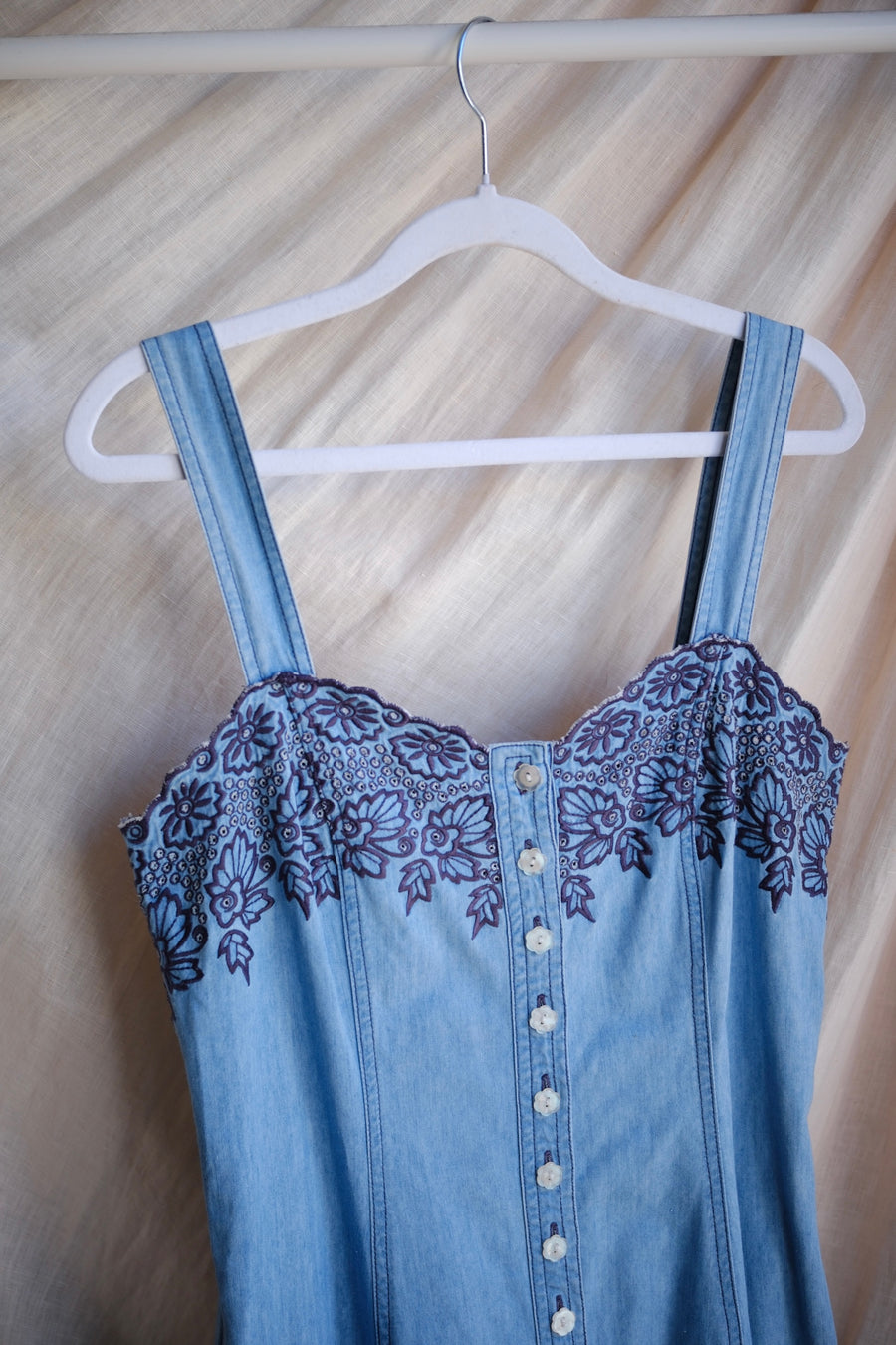 Embroidered Denim Dress - UK 10