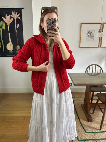 Red Knit Cardigan - S