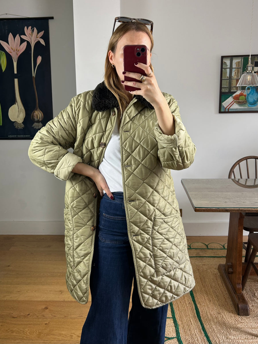 Quilted Fur Collar Jacket - M