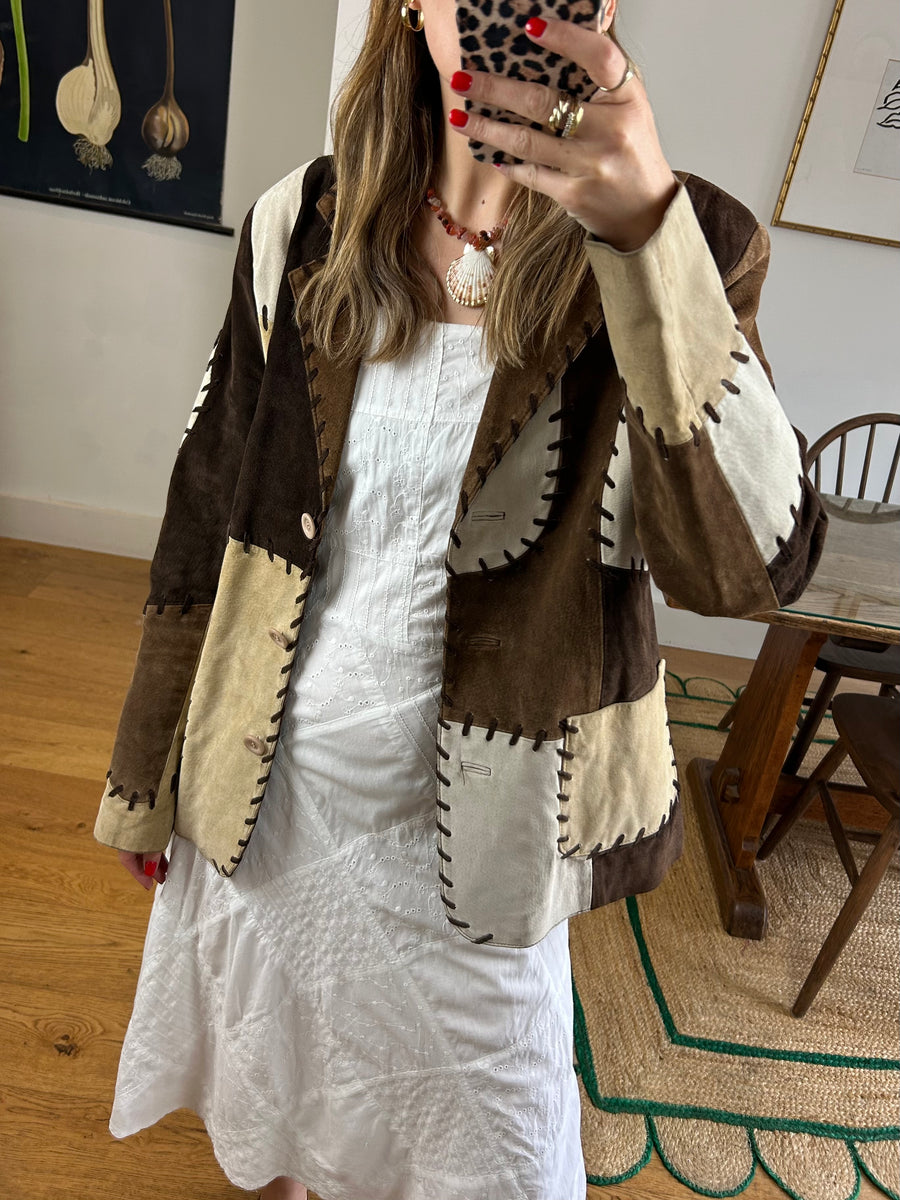 Suede Patchwork Blazer - M