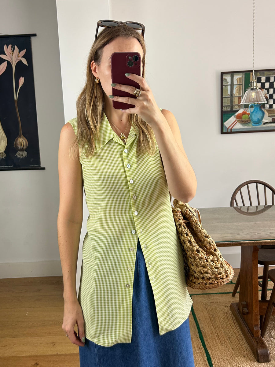 Green Gingham Shirt - M