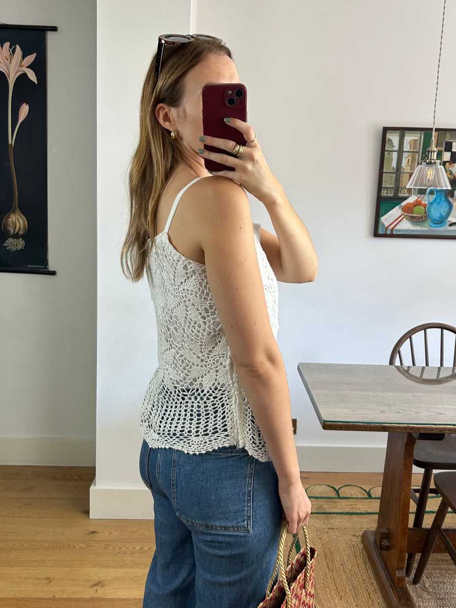 White Crochet Cami - S