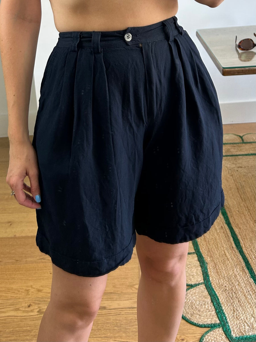 Navy Linen Shorts - UK 6