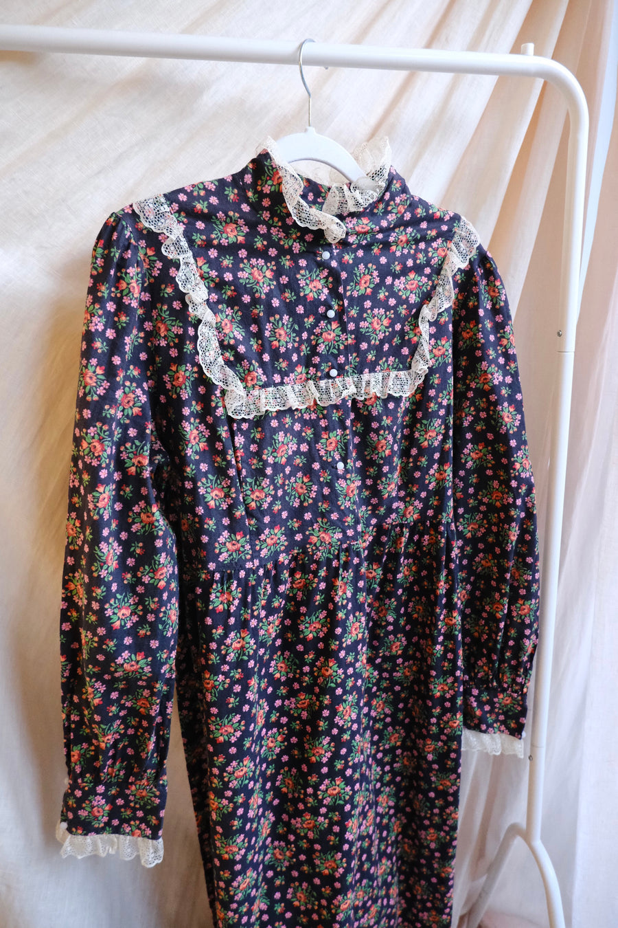 Dark Floral Prairie Dress - UK 10-14