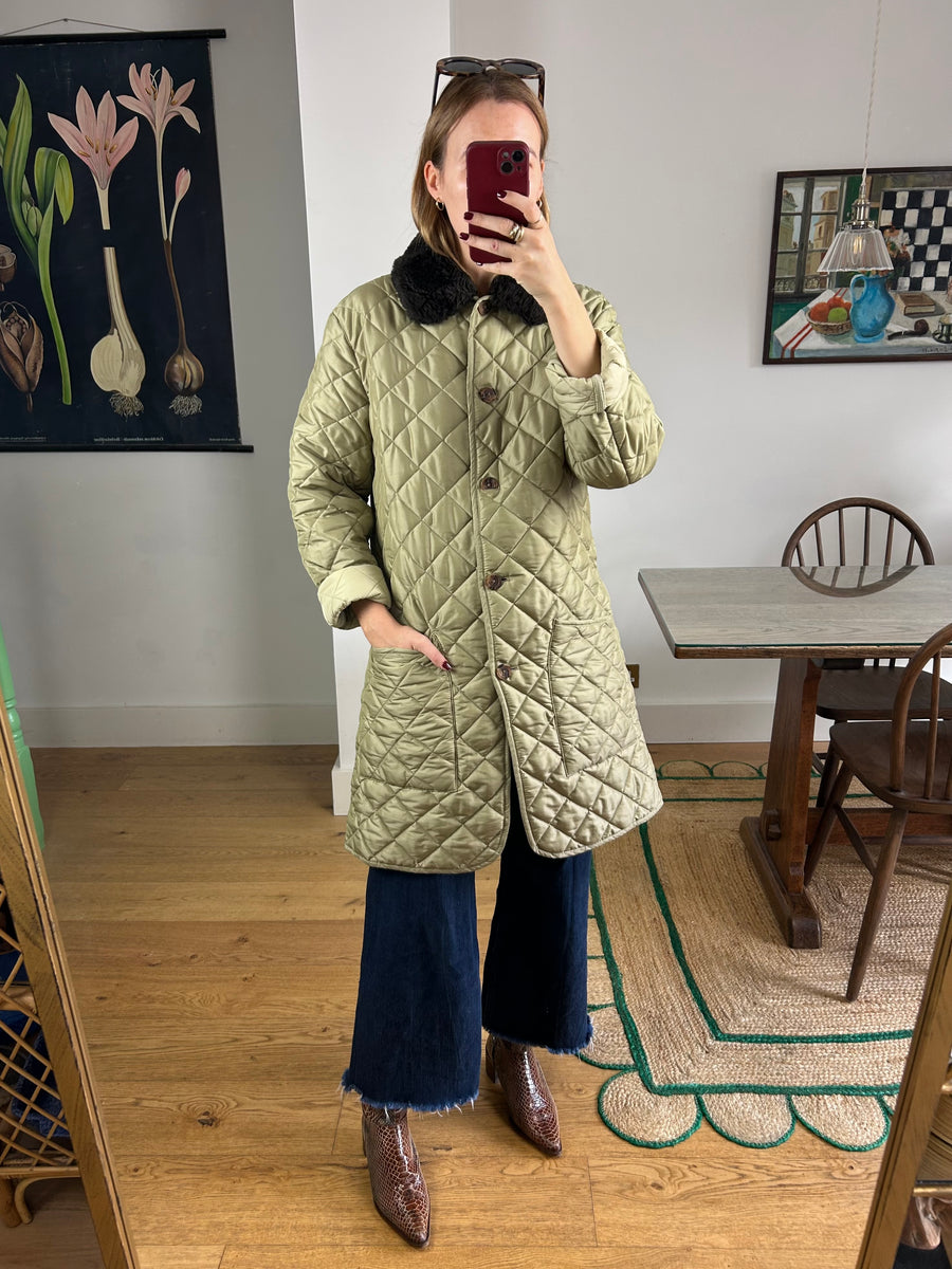 Quilted Fur Collar Jacket - M