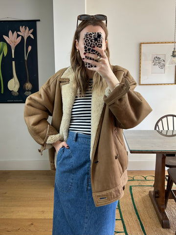 Brown sheepskin coat - S/M