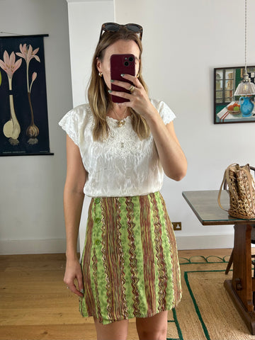 Green & Brown Wrap Skirt - UK 10