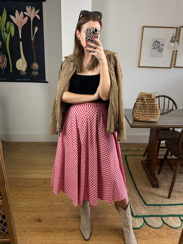 Red Gingham Skirt - UK 8