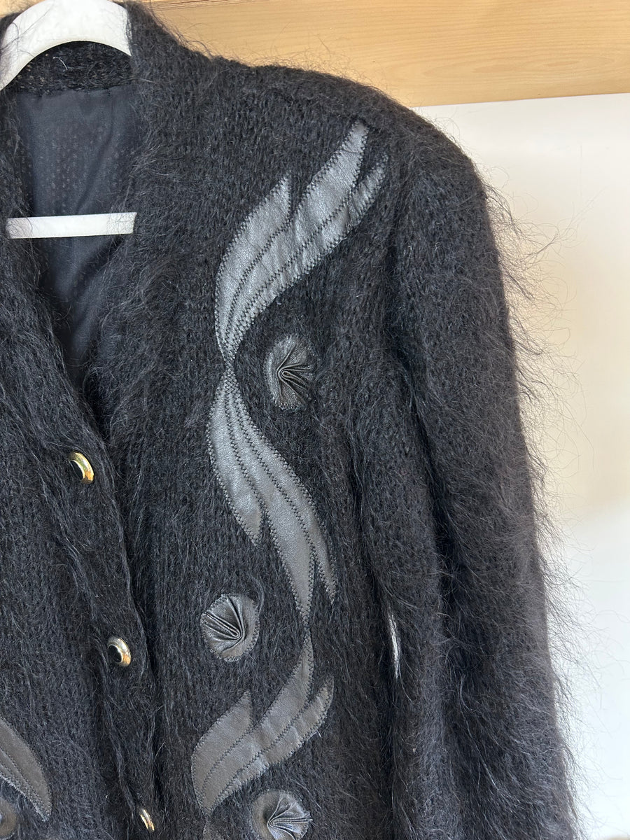 Mohair & Leather Cardigan - M