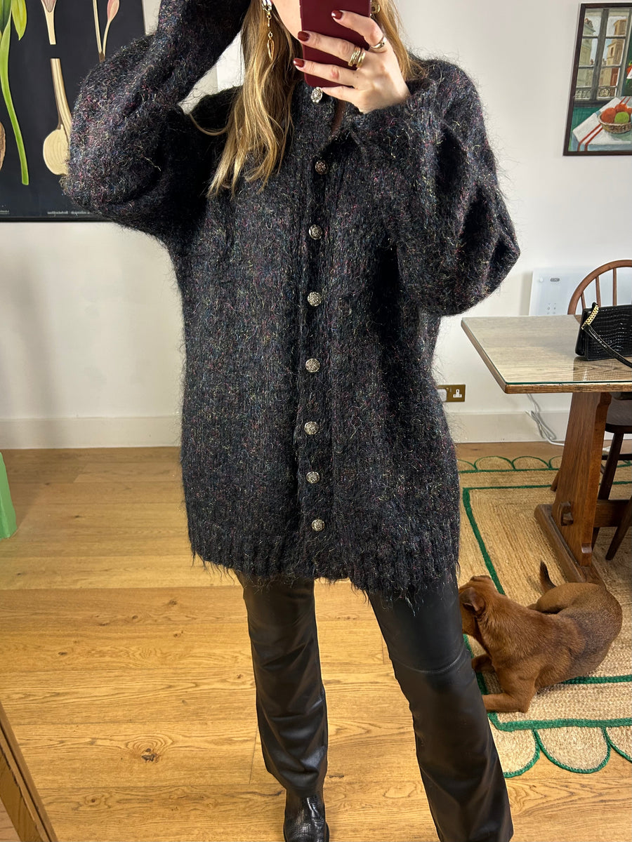 Black Mohair Cardigan - L