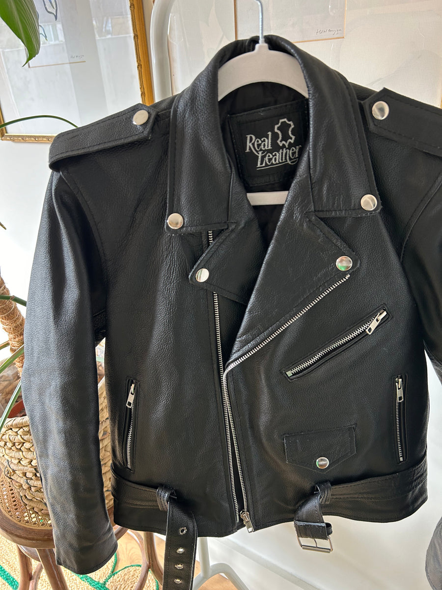 Leather Biker Jacket - XS/S