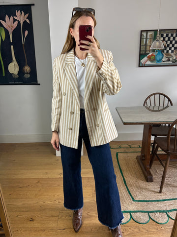 Beige Striped Blazer - M