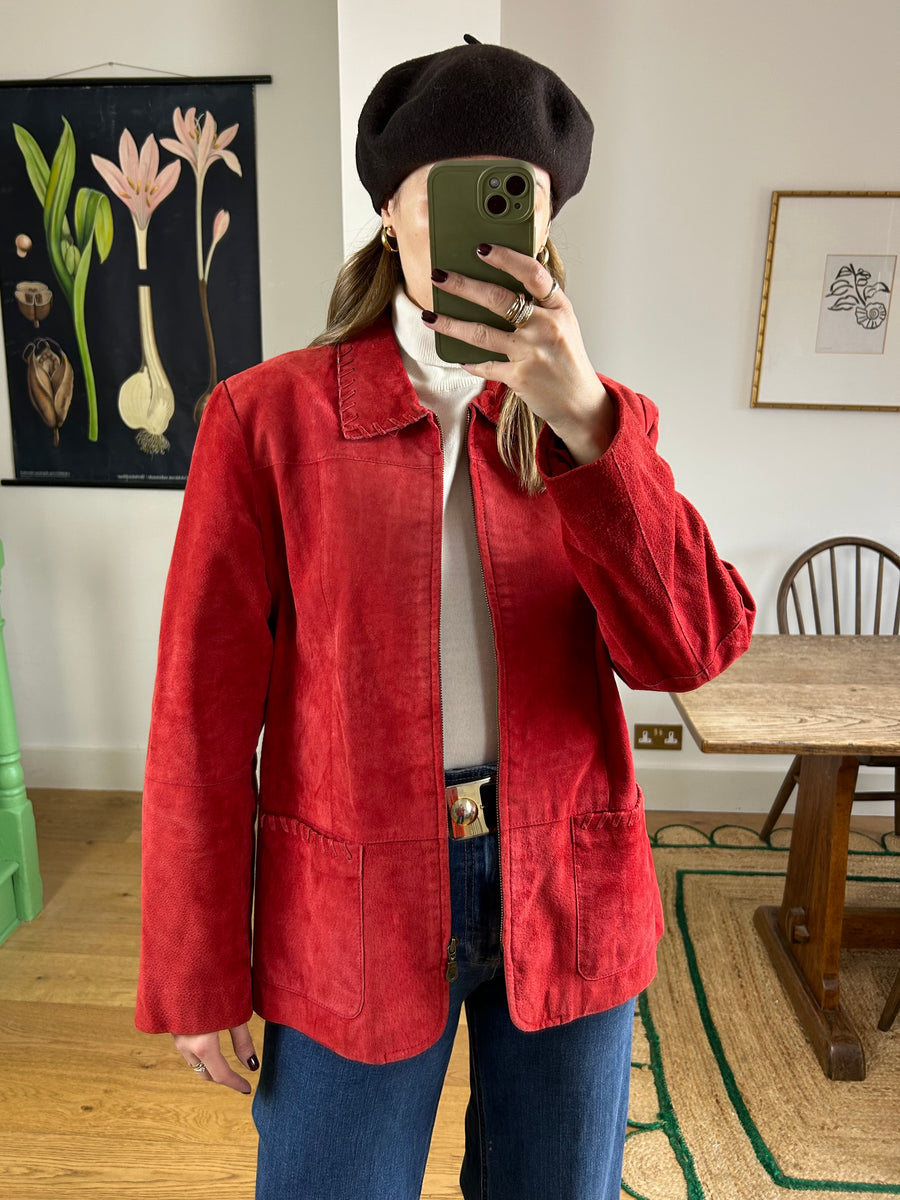 Red Suede Jacket - M