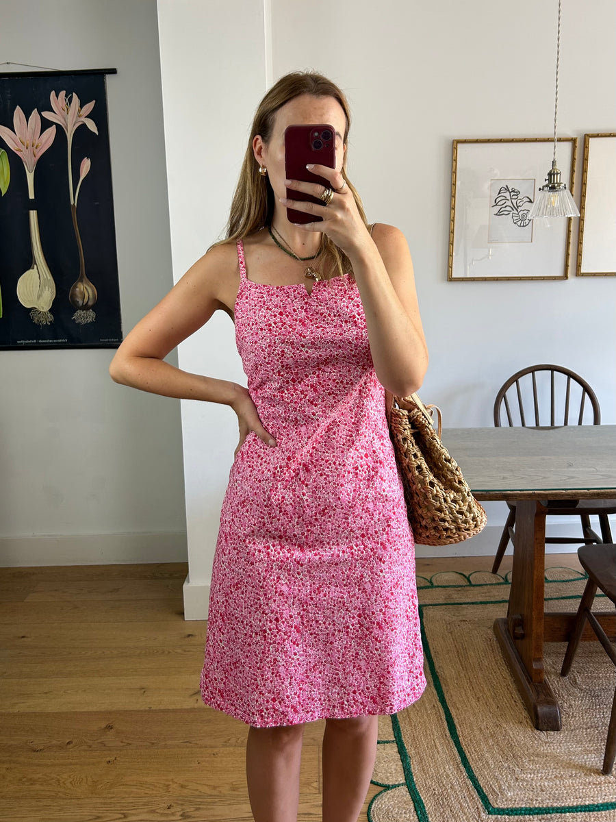 Pink Floral Mini Dress - UK 12