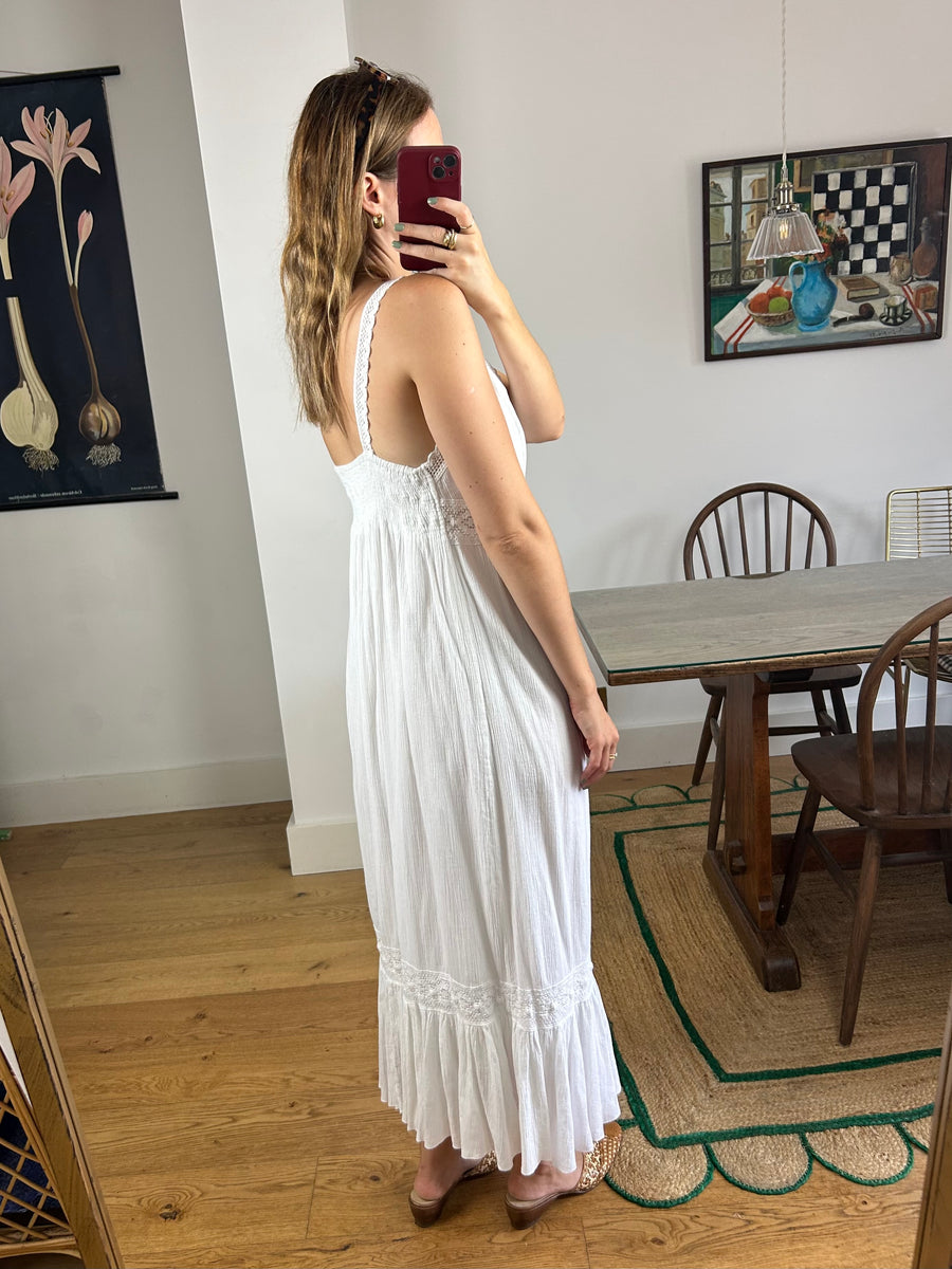 White Cotton Maxi Dress - UK 8-12