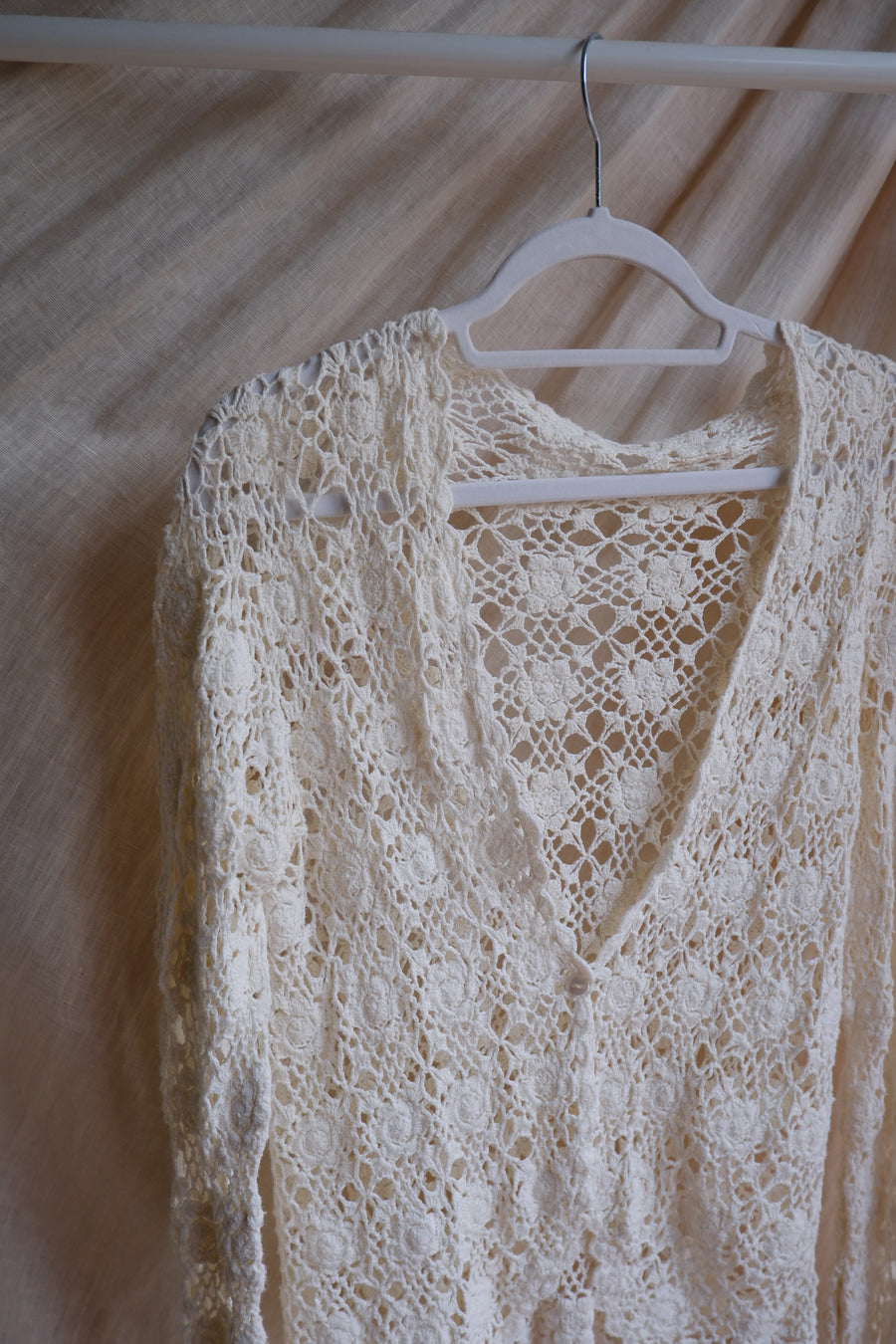 White Crochet Cardigan - S/M