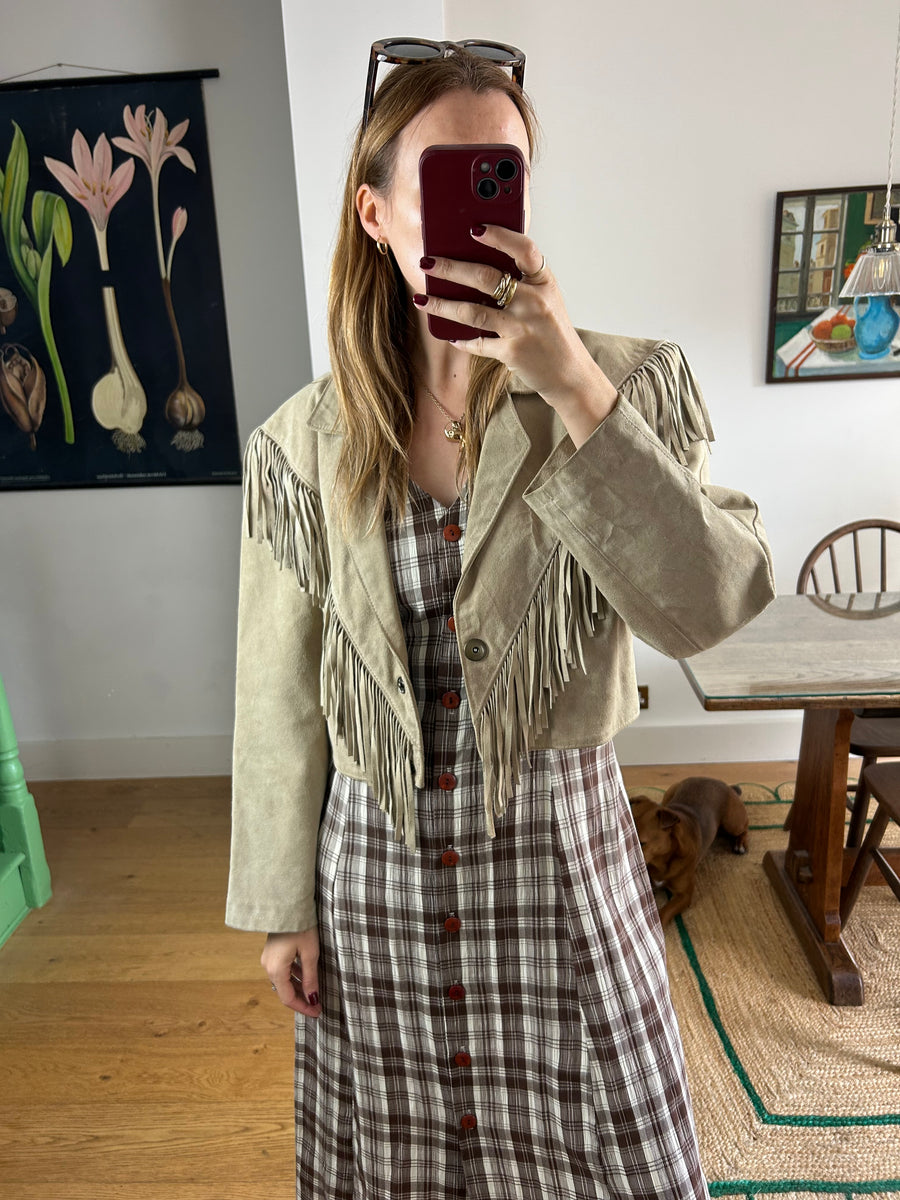 Cropped Suede Tassel Jacket - S-M