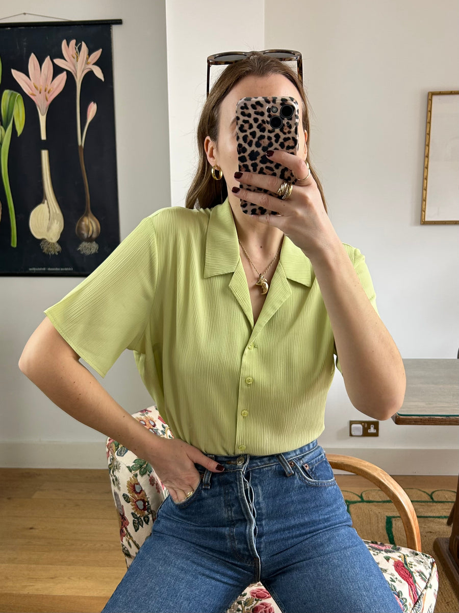Lime Ribbed Shirt - M