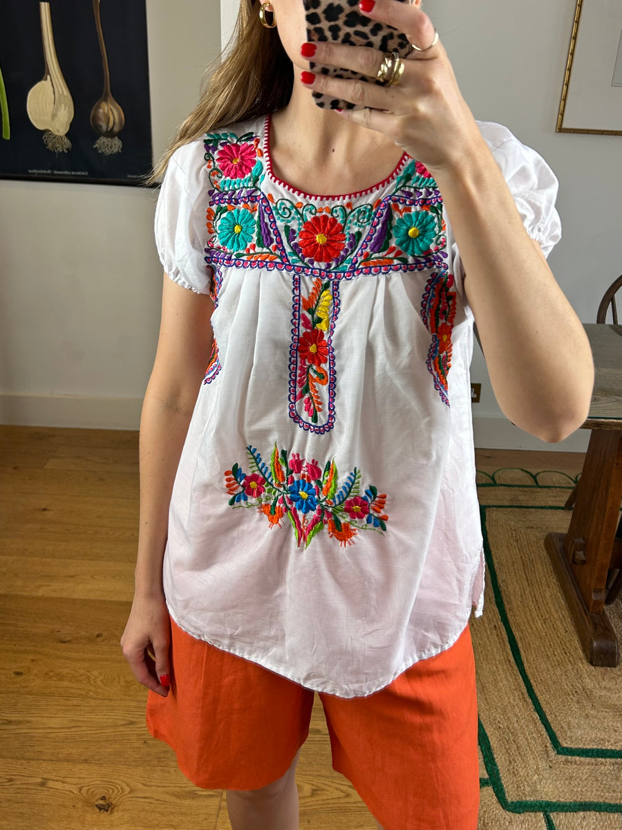 Embroidered Floral Blouse - S